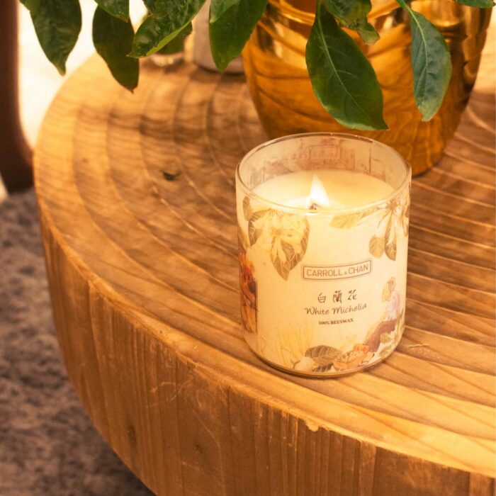 white Michelia beeswax candle