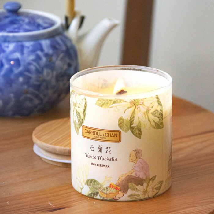 White Michelia scented beeswax jar candle