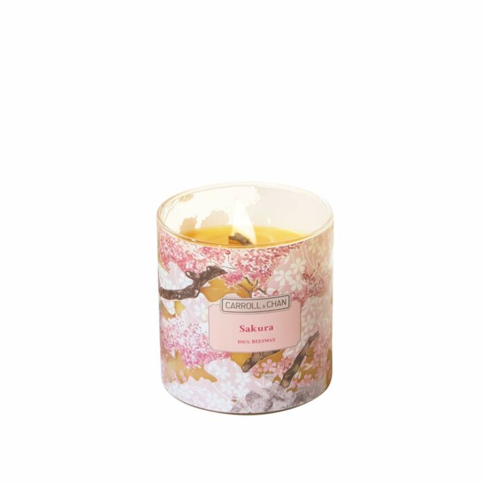 Sakura scented beeswax jar candle