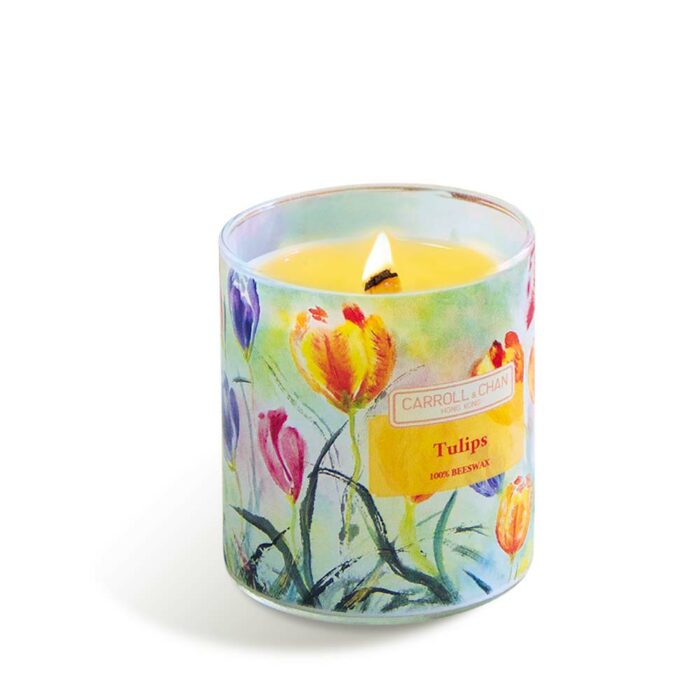 Scented beeswax jar candle, Tulips