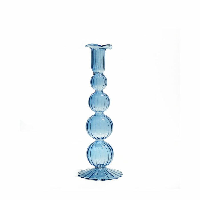 Tall Blue Bubbles taper candle stand